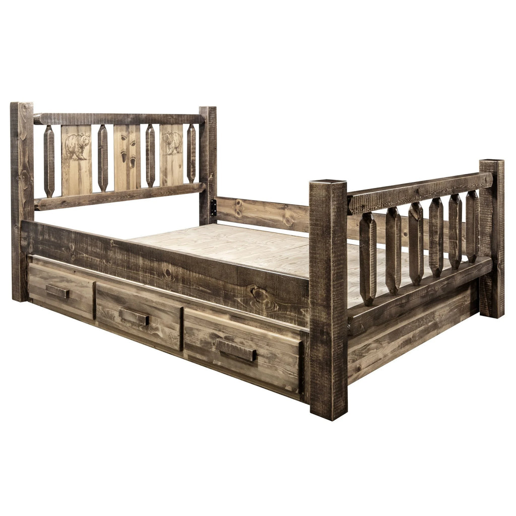 Brown Wood Twin Storage Bed Q5711