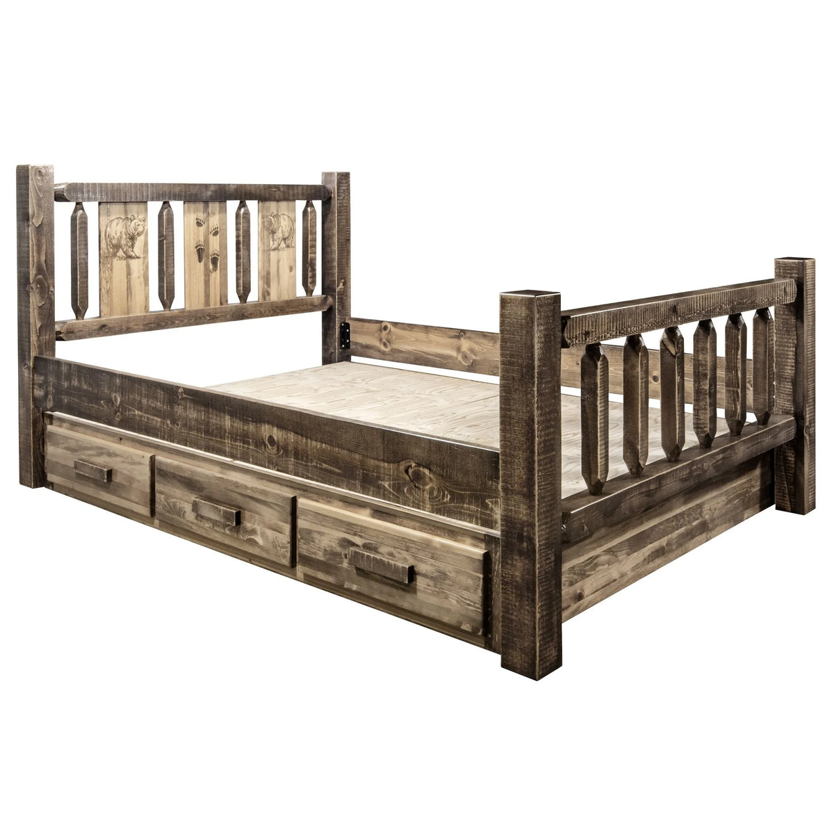 Brown Wood Twin Storage Bed Q5711