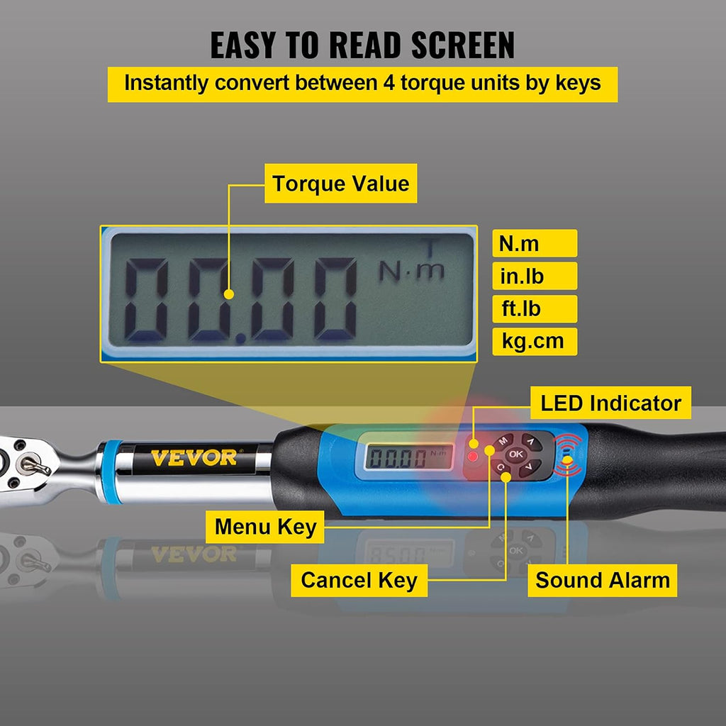 3/8 Drive Digital Torque Wrench with Socket Set & Case Q82827
