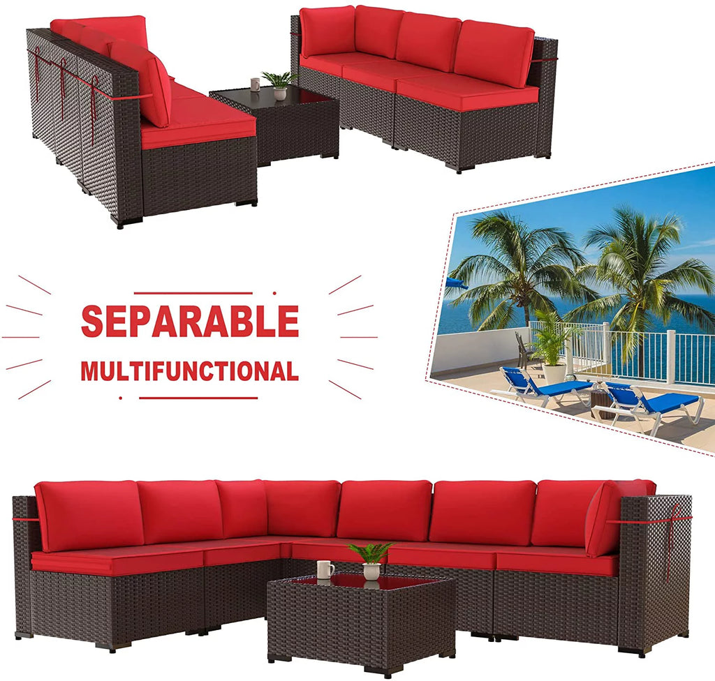 7 Piece All-Weather Wicker Outdoor Patio Furniture Set H545435