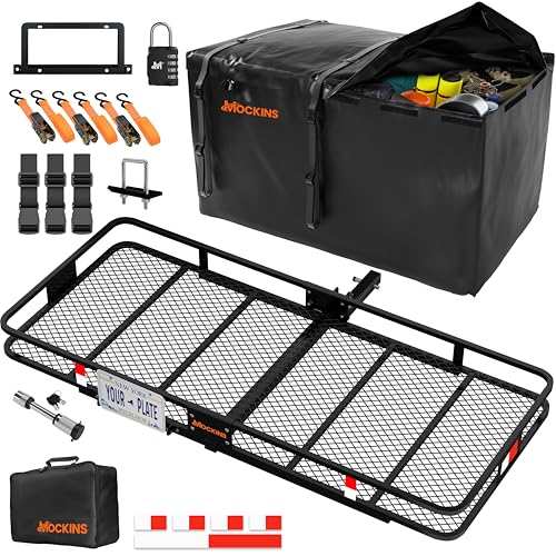 70"x30"x6" Folding Trailer Hitch Cargo Carrier Set with 40 Cu Ft Waterproof Storage Bag F714