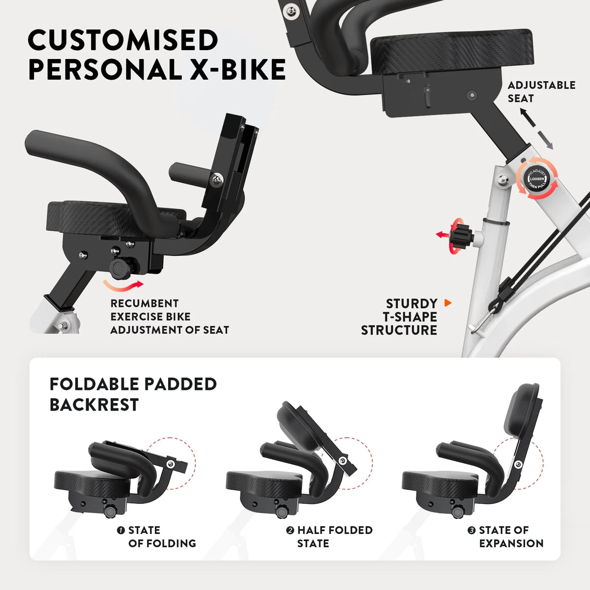 Upright Folding Magnetic Exercise Bike with Arm Resistance Bands Y46262