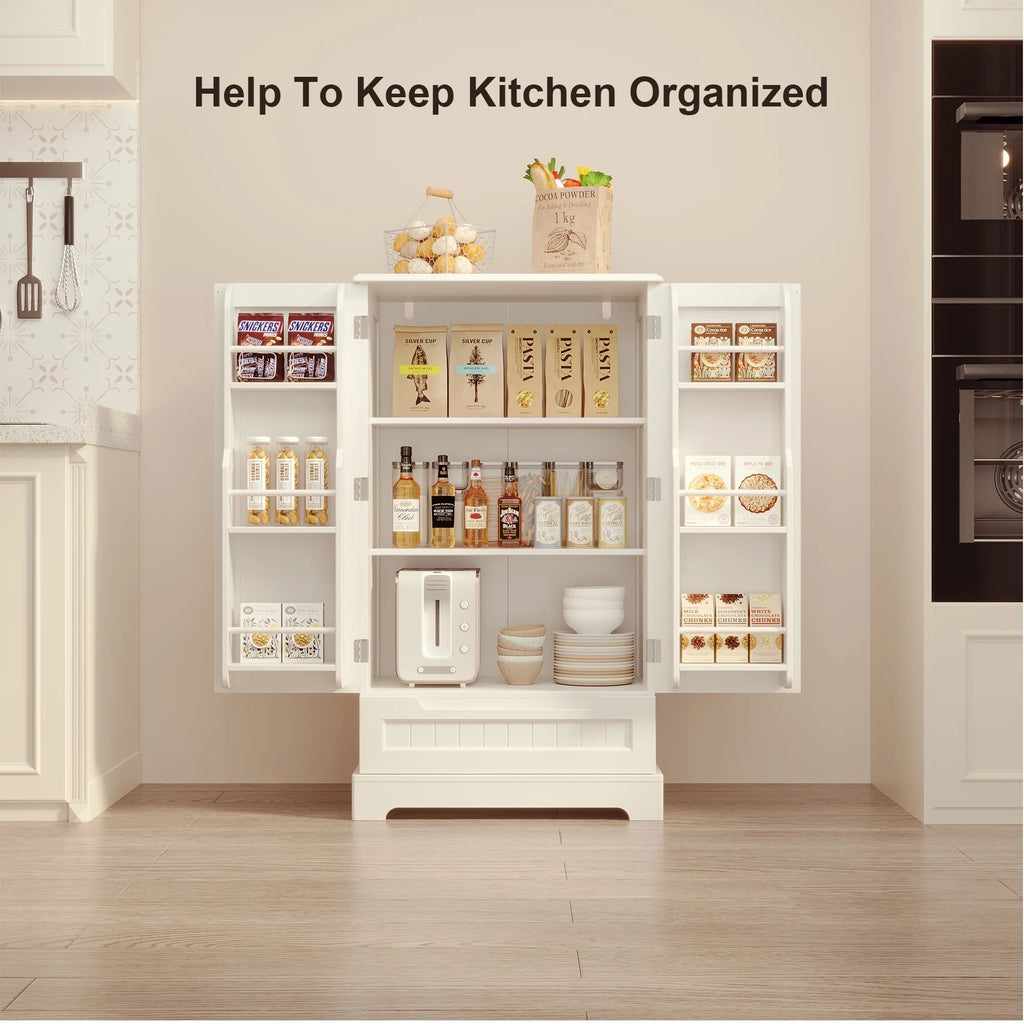 White Kitchen Pantry Storage Cabinet with Door Drawer G1891