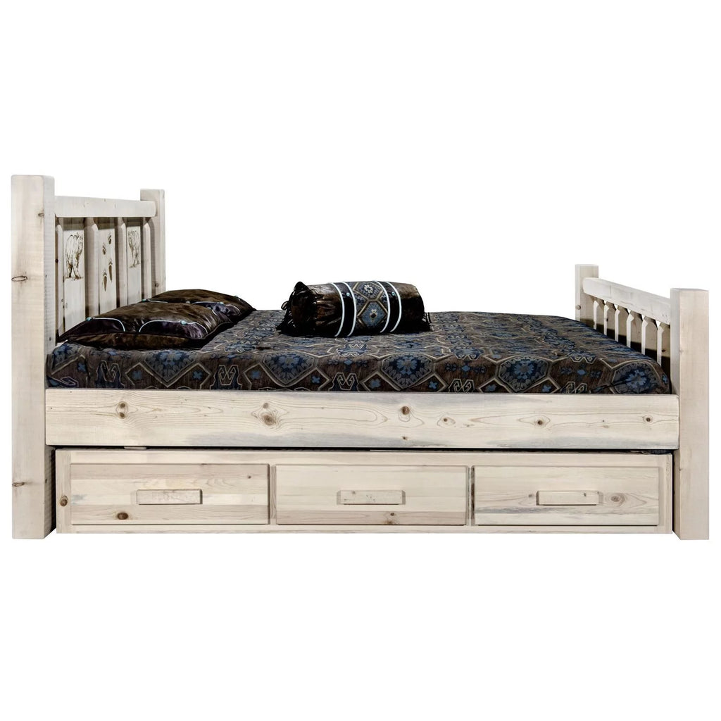 Natural Wood Twin Storage Bed Y13147