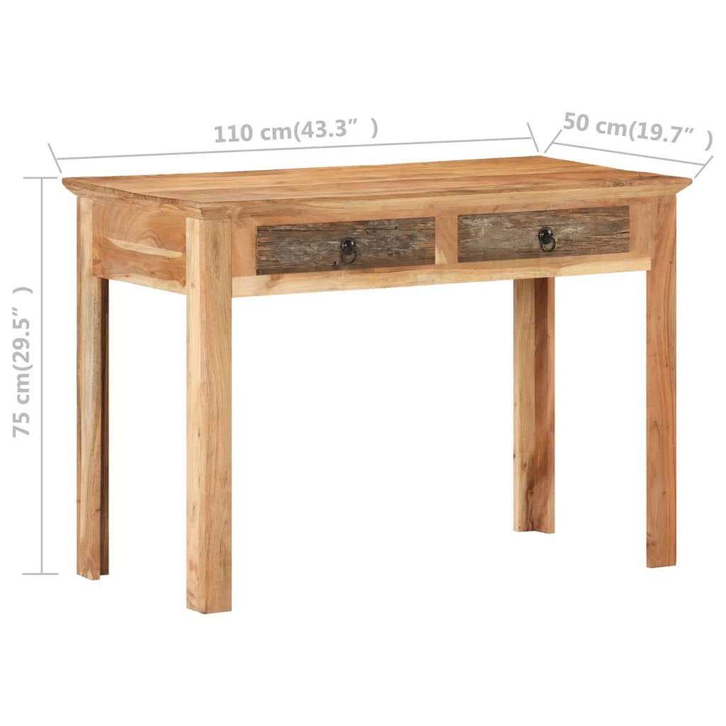 Reclaimed Wood Writing Desk with 2 Storage Drawers E96508