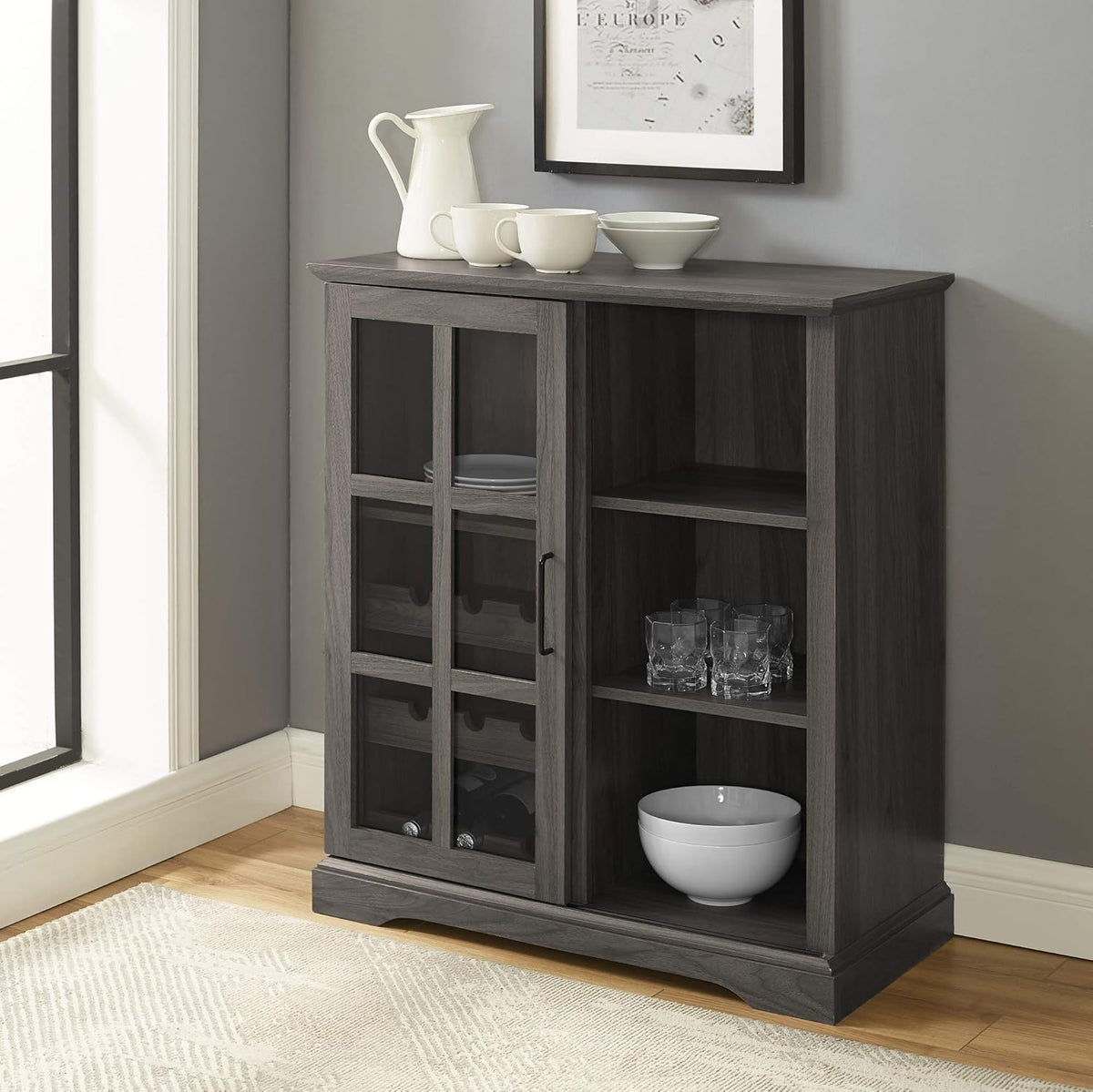 White 48 Inch Wood Buffet Sideboard Storage Cabinet Q8089