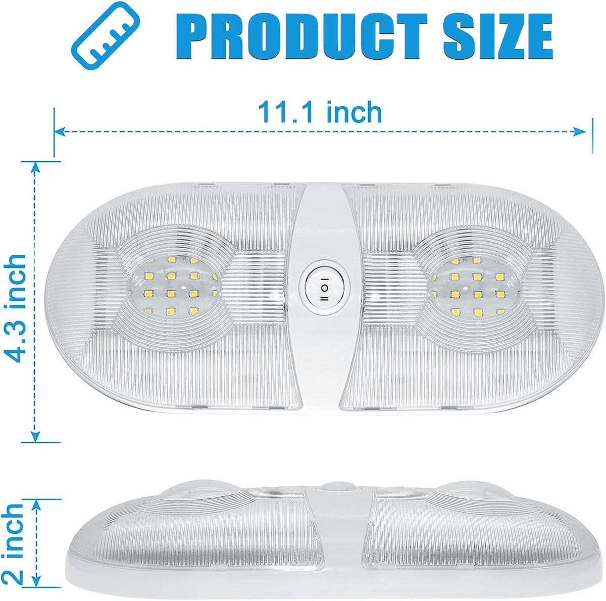 650 Lumens 12V LED Ceiling Dome Light with ON/Off Switch, Natural White 4000-4500K, Pack of 5 C9453