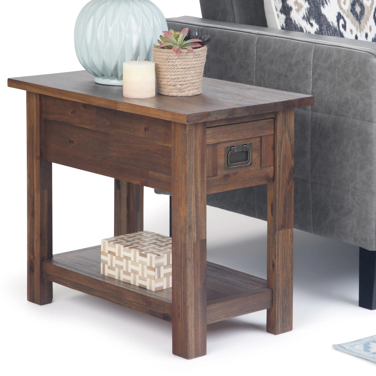 14 inch Wide Rustic Narrow Side Table Y604485