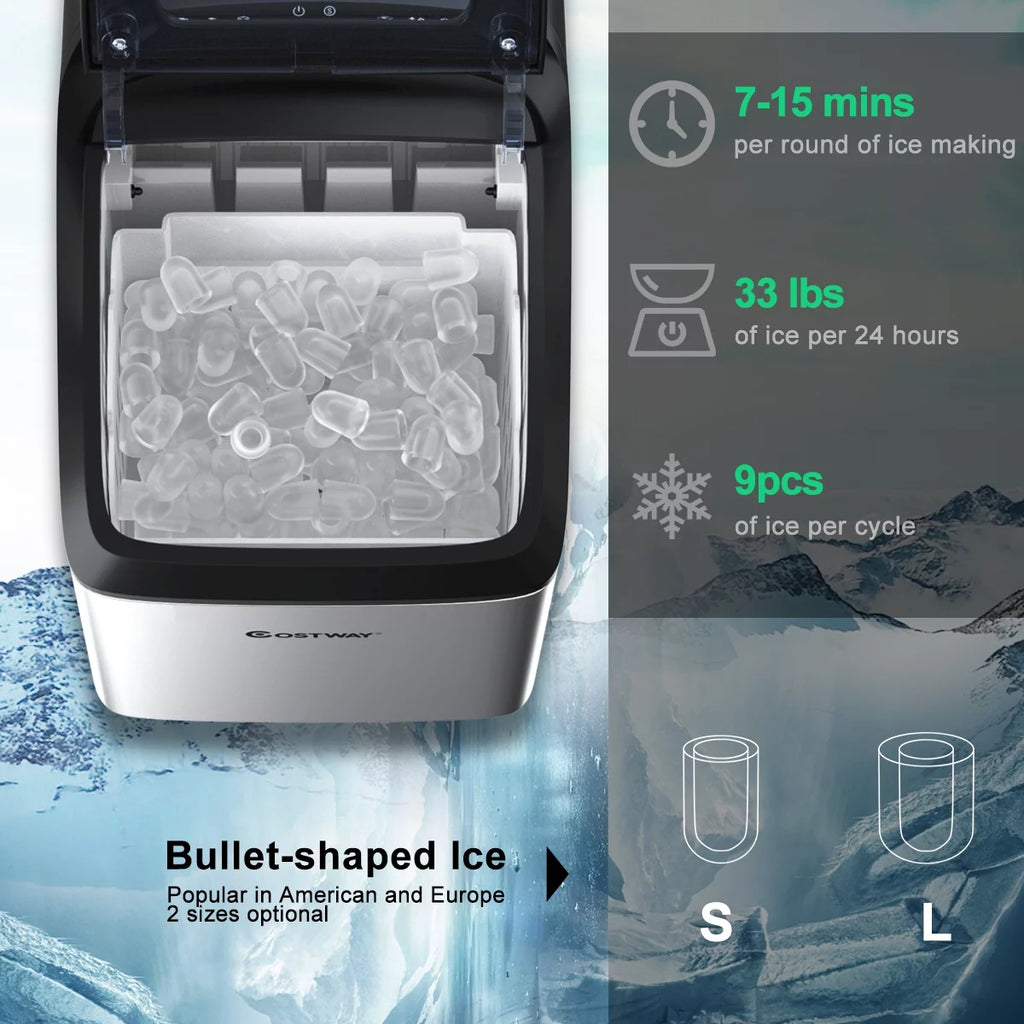 Stainless Steel Countertop Ice Maker with Scoop P485