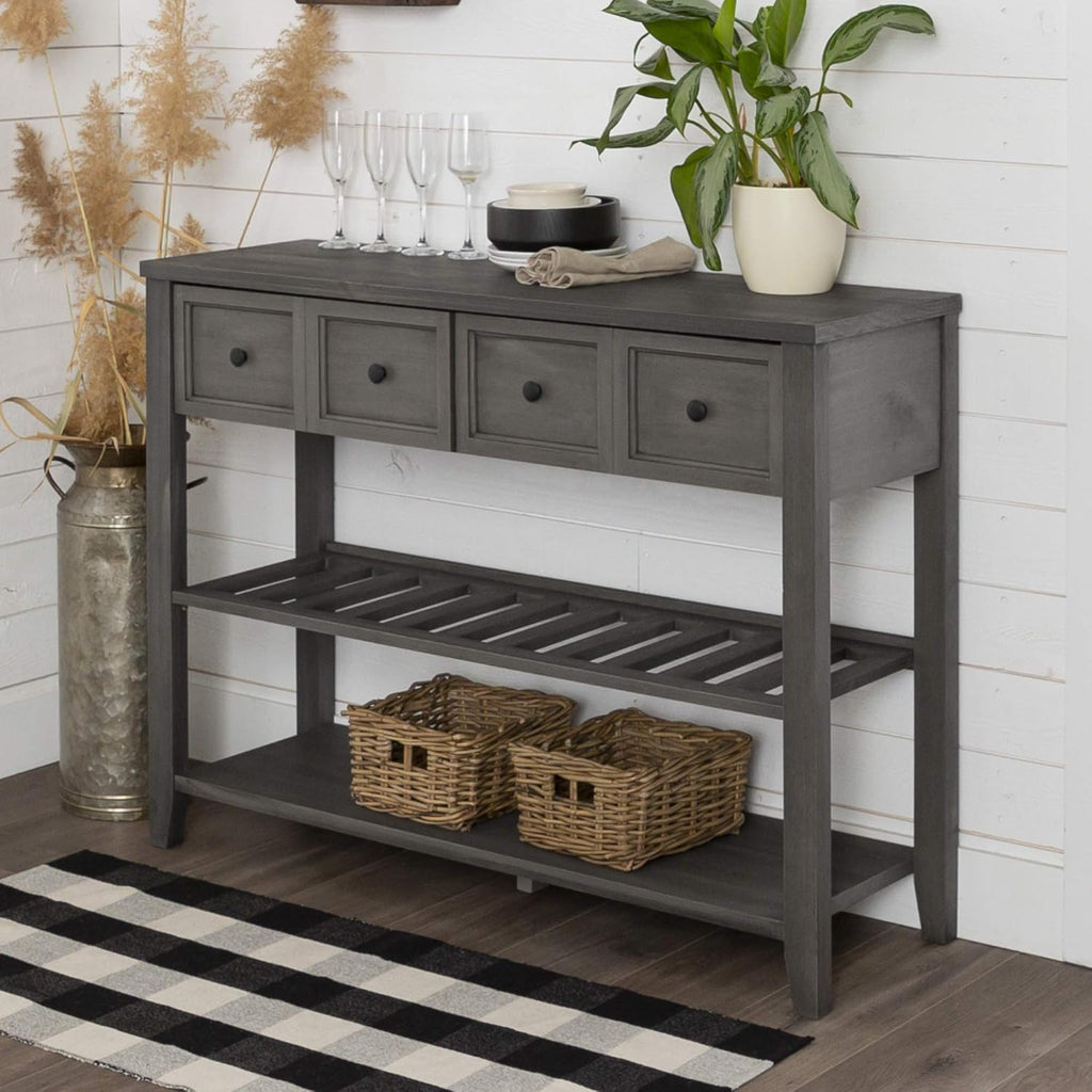White 48 Inch Wood Buffet Sideboard Storage Cabinet Q8089