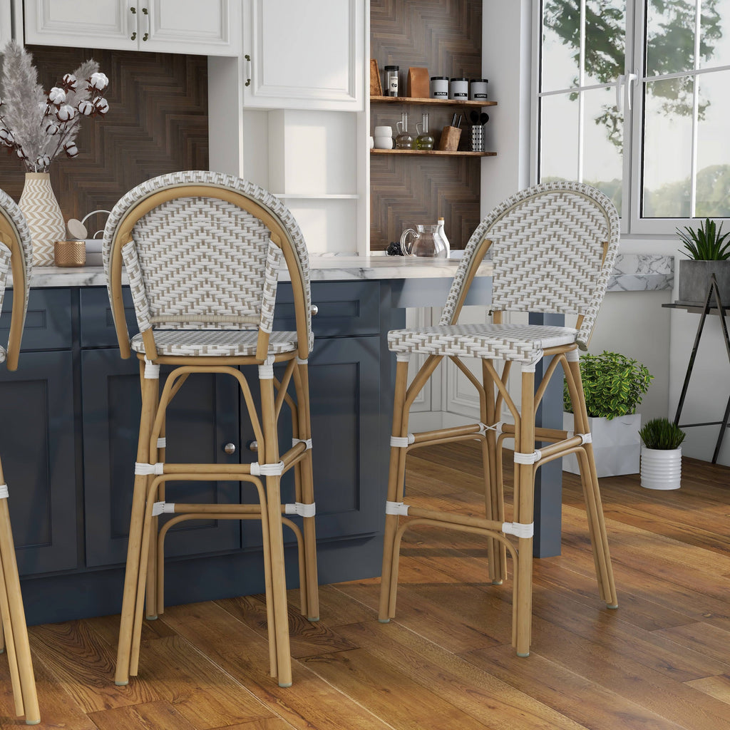 Natural Tone Patio Bar Chairs Set of 2 D77771