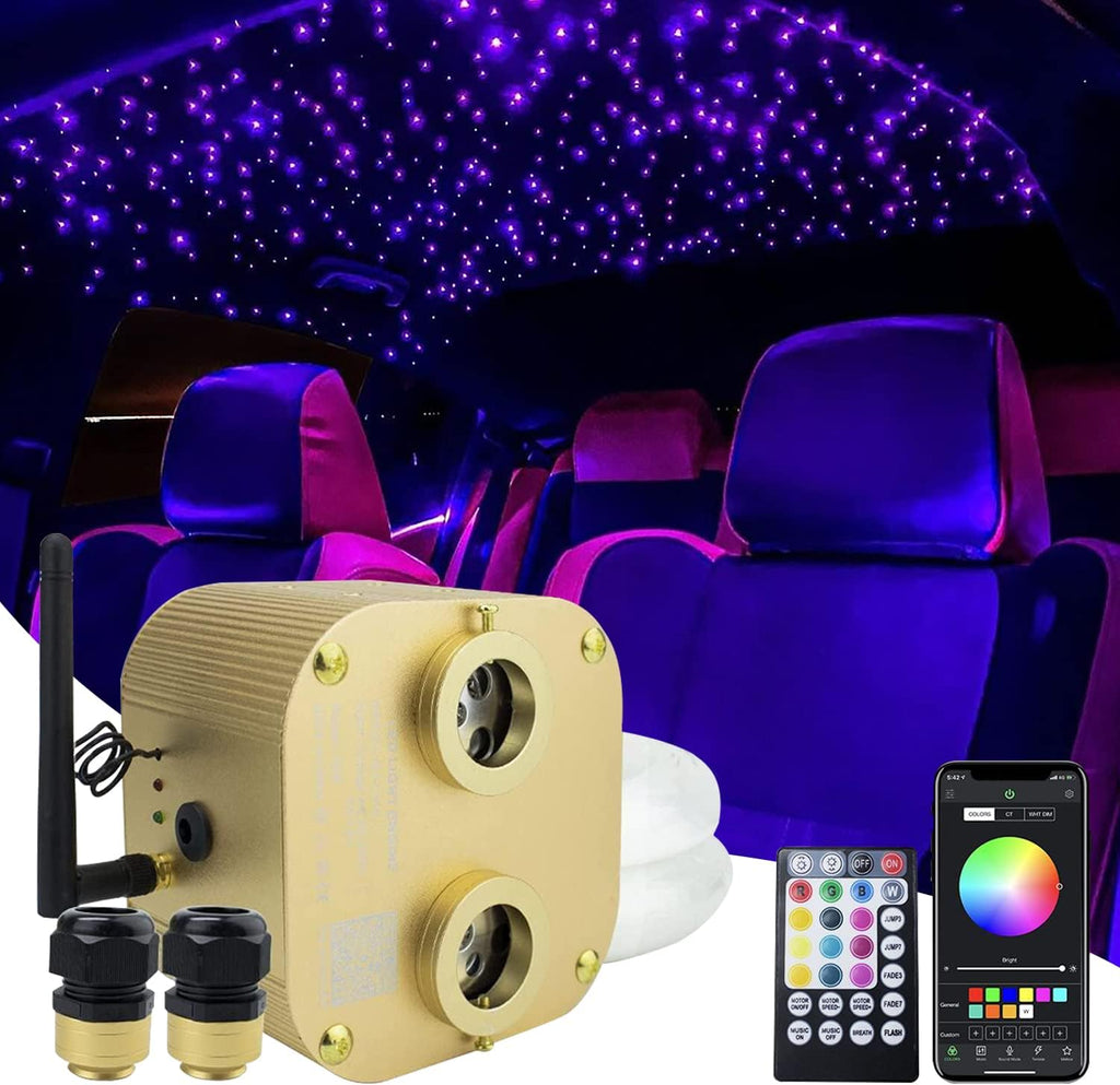 20W Dual-Head Fiber Optic Light with Music Activated RGBW Control H640