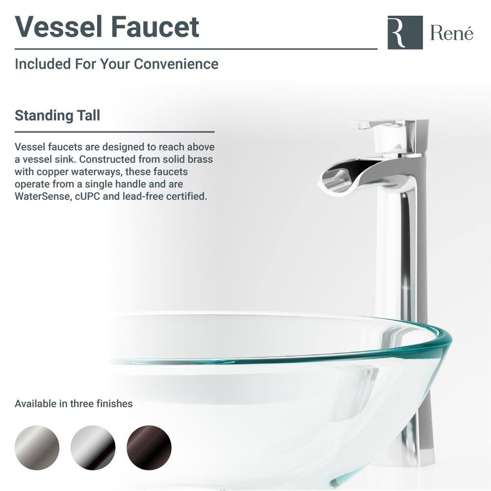 Glass Vessel Bathroom Sink with Vessel Faucet H4744