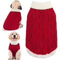 Small Dog Sweaters with Leash Hole Turtleneck Knitwear Red Medium V900935