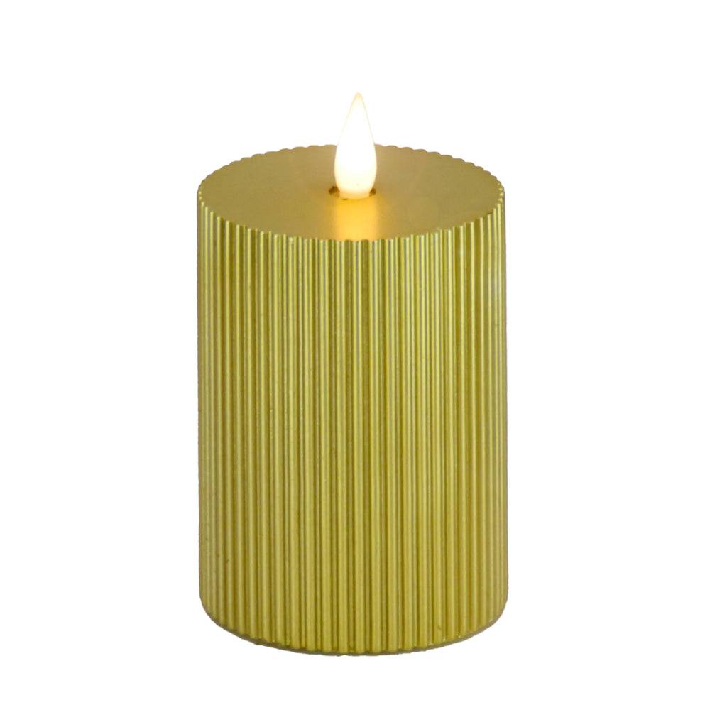 Flameless Candle with Remote, Gold Warm White LED, Battery Powered, 8 in V833496