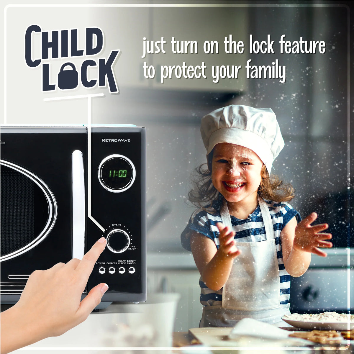 0.9 Cubic Foot 800-Watt Black Countertop Microwave Oven C9754