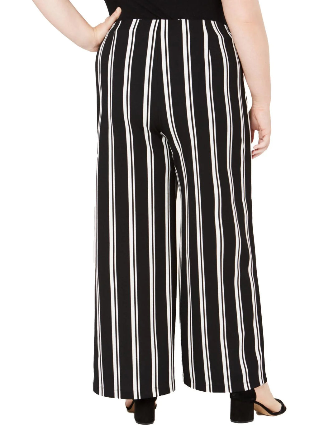 Plus Striped Front-Tie Wide Leg Pants K50208