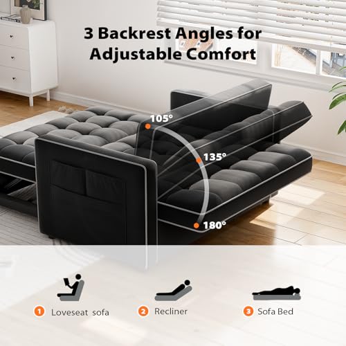 3 in 1 Convertible Sleeper Sofa Bed with USB Ports & Side Pockets U558794