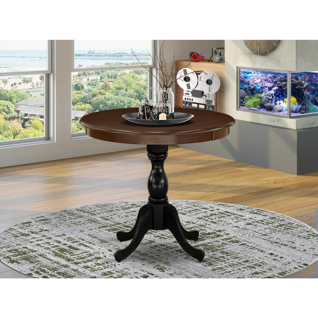 36" Round Dining Table Mahogany Top & Black Pedestal W282285