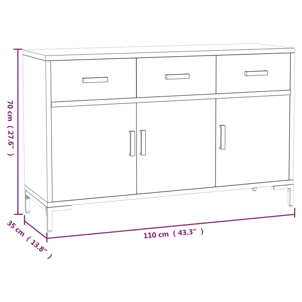 Black Solid Wood Pine Sideboard Q575617