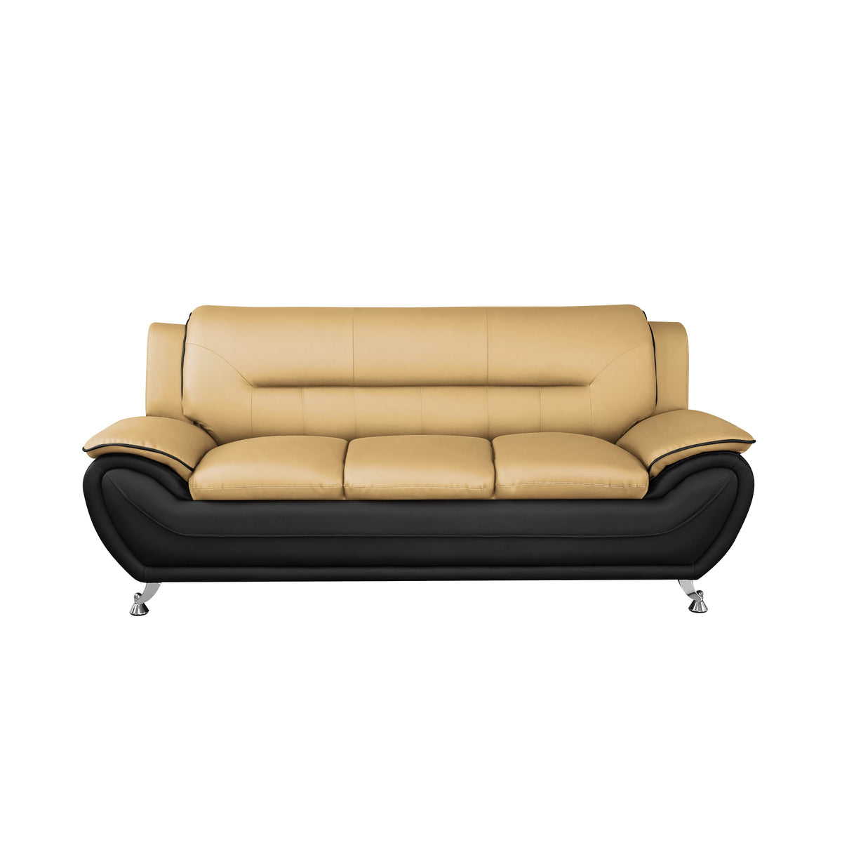 Grey Faux Leather Pillow Top Arm Sofa Z8185
