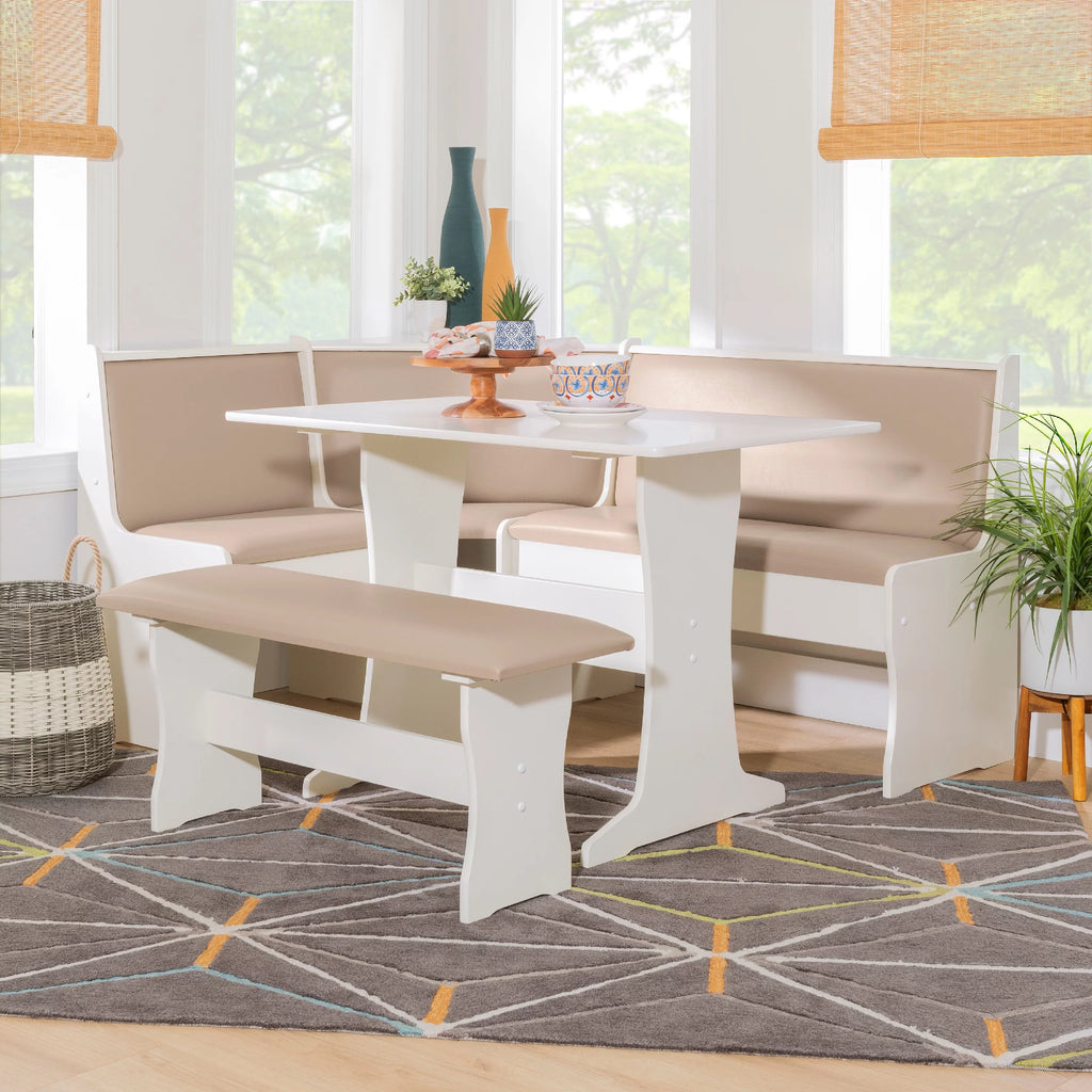 Tan Dining Table and Bench Set with Storage E15117