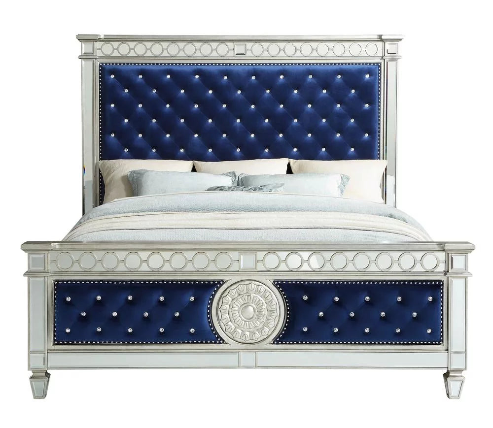 Blue Velvet Eastern King Bed O1017