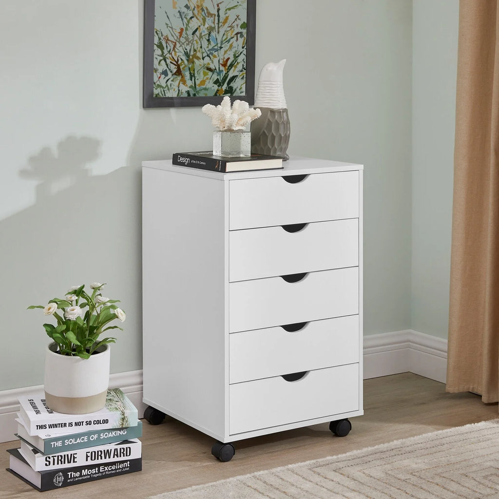 White Wooden Mobile File Cabinet Z17385