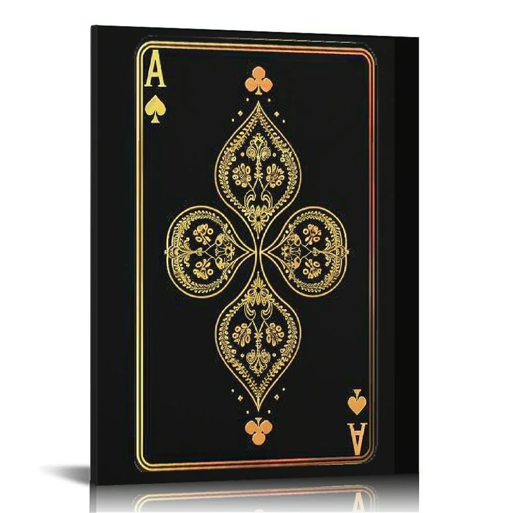 Playing Cards Wall Art Canvas Black and Gold Q308302