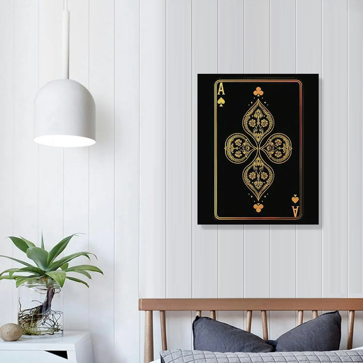 Playing Cards Wall Art Canvas Black and Gold Q308302