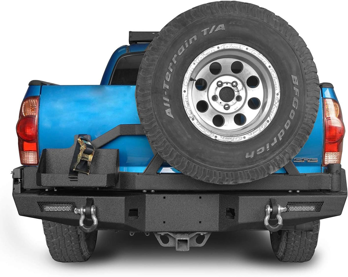 Front and Rear Bumper with Tire Carrier Textured Black Steel F79981