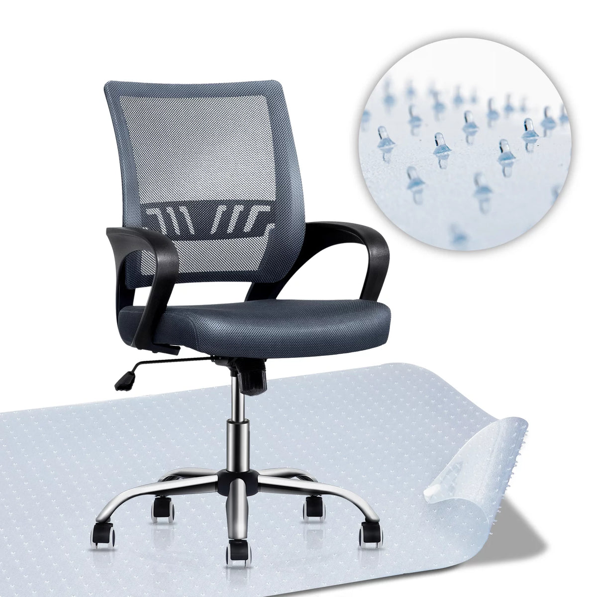 Grey Mesh Ergonomic Office Chair with Lumbar Support T25894