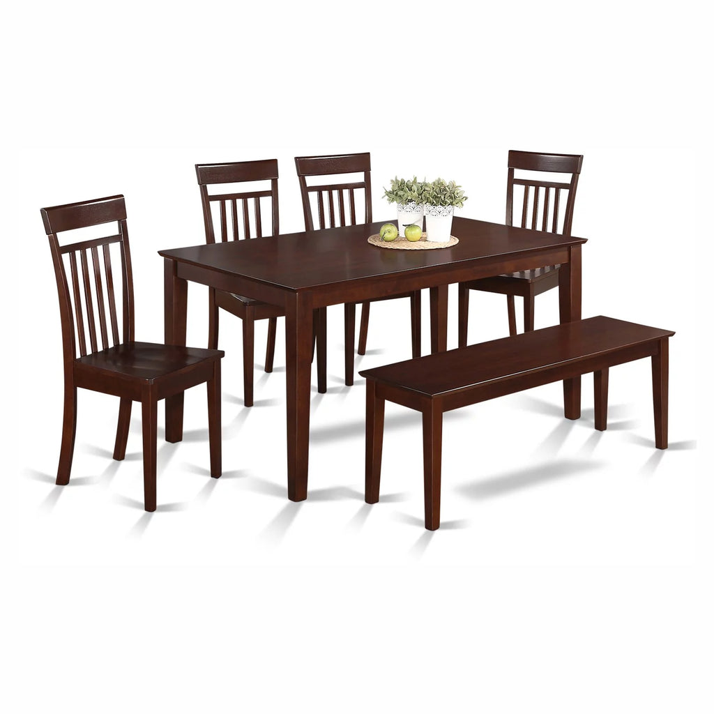 6 Piece Rectangular Dining Table Set with Wooden Seat Chairs L952258