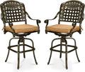 2 Piece Cast Aluminum Swivel Bar Stools with Cushions S923