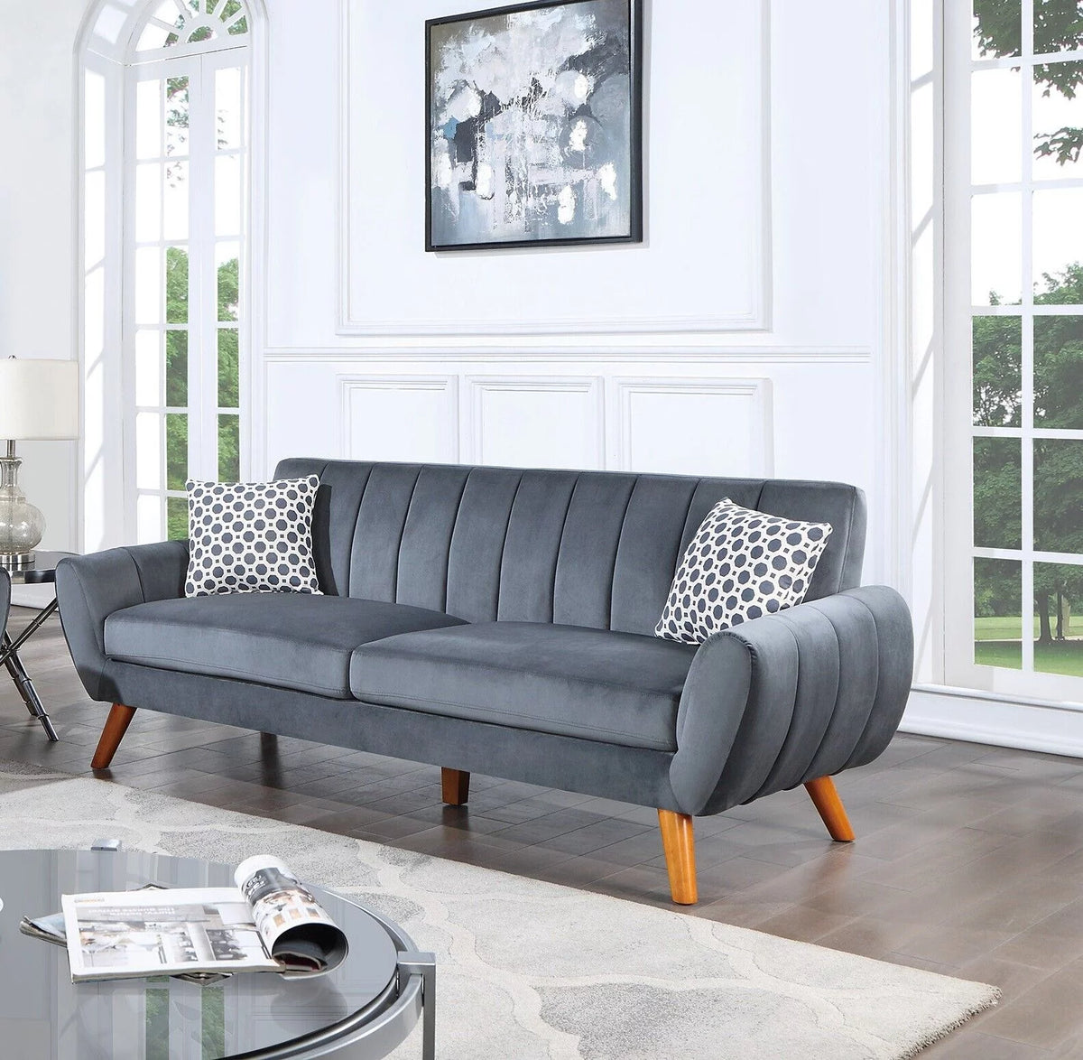 Velvet Sofa and Loveseat Set with Pillows M403