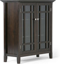 Solid Wood Storage Cabinet with 2 Tempered Glass Doors T56031