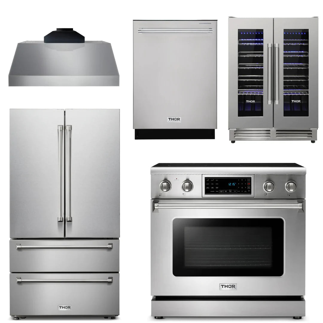36 Electric Range, Range Hood, Refrigerator, Dishwasher, Wine Cooler H80657