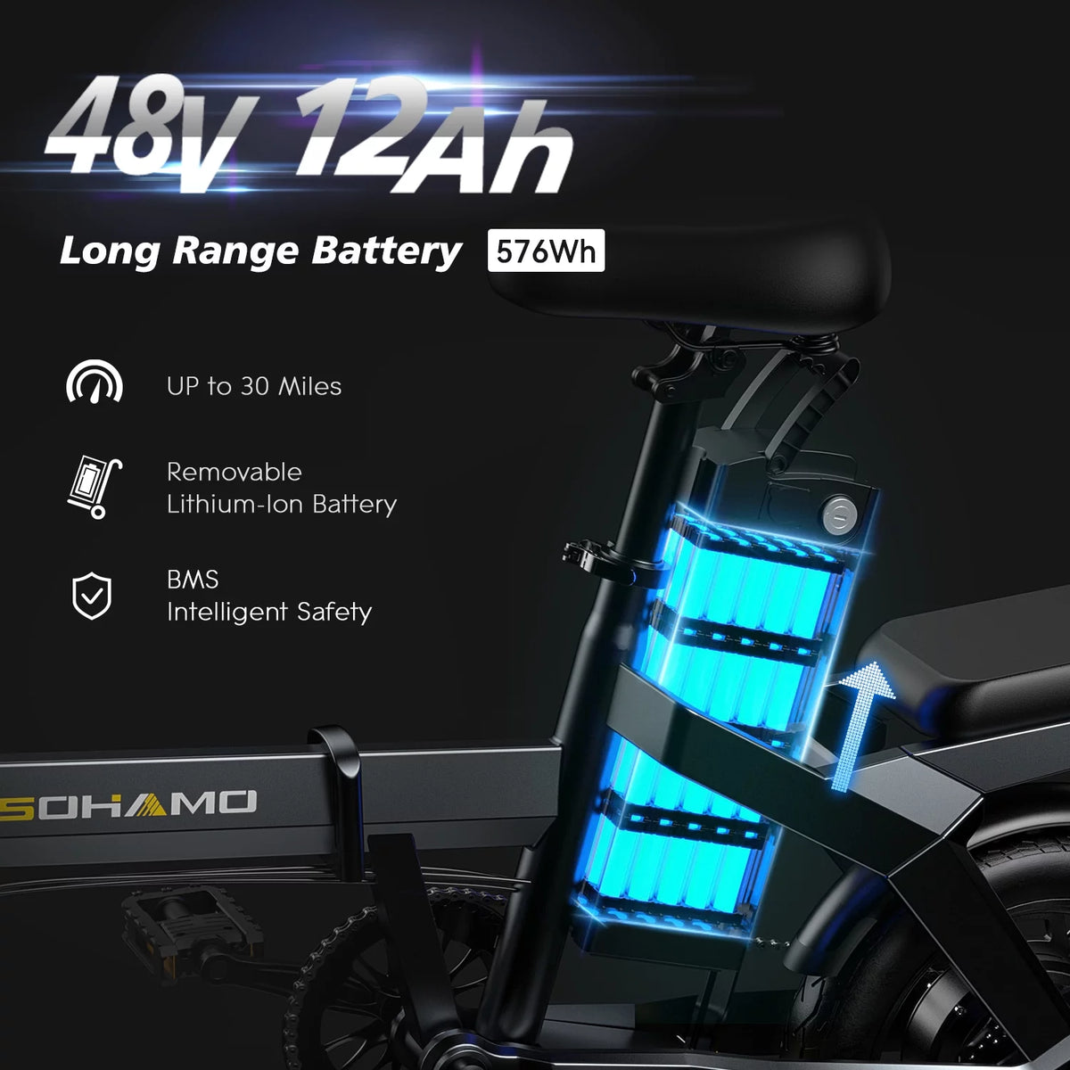 400W Folding Electric Bike with 48V 12Ah Removable Battery A420894