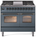 Blue Grey Dual Fuel Natural Gas Range with Bronze Trim W1359