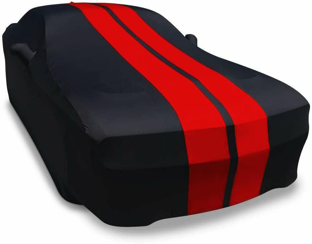 Indoor Car Cover Black with Red Stripes B12541