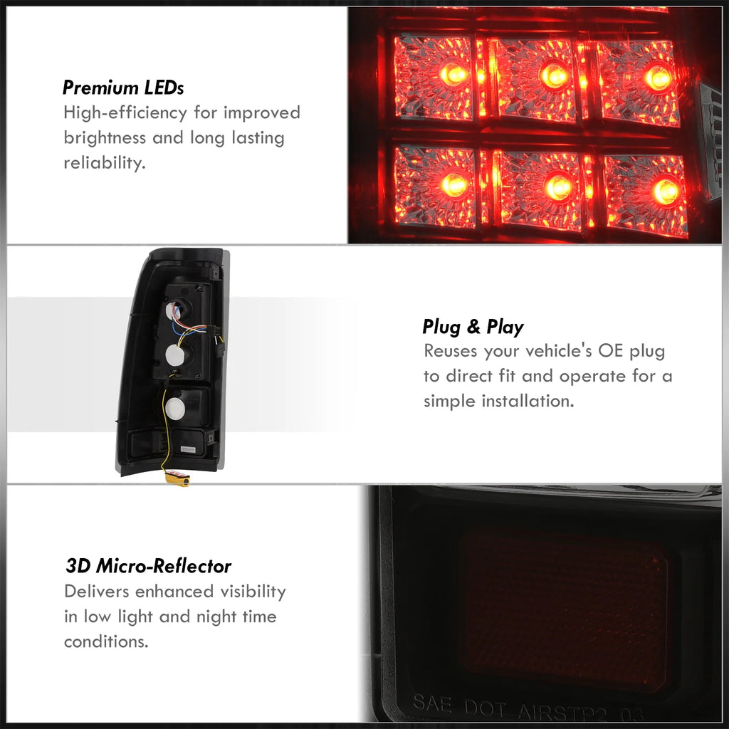 Smoked Lens Black Housing LED Tail Lights Pair V5917