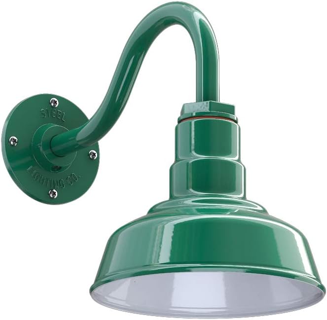 8 inch Dome 16 inch Gooseneck Galvanized Outdoor Wall Mounted Barn Light R640
