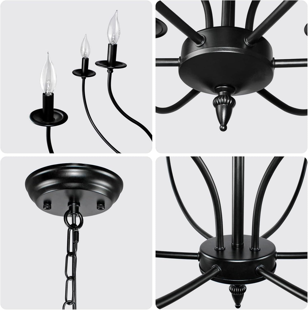 Black 9 Light 2-Tier Iron Chandelier L25155