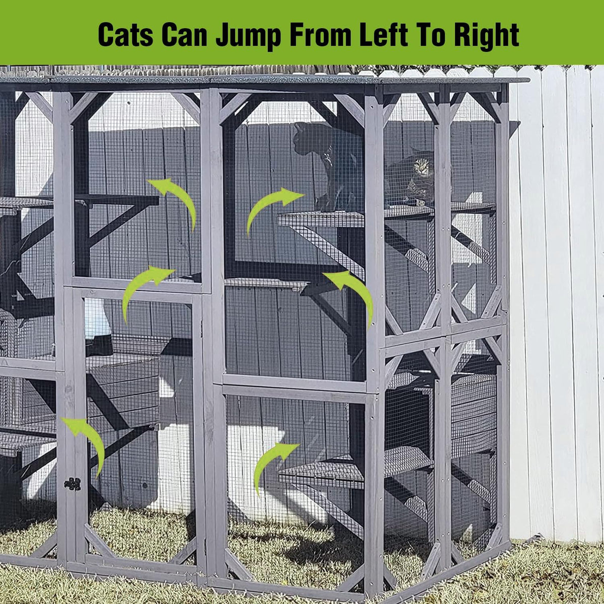 Large Outdoor Cat Enclosure with Door Platform I625034