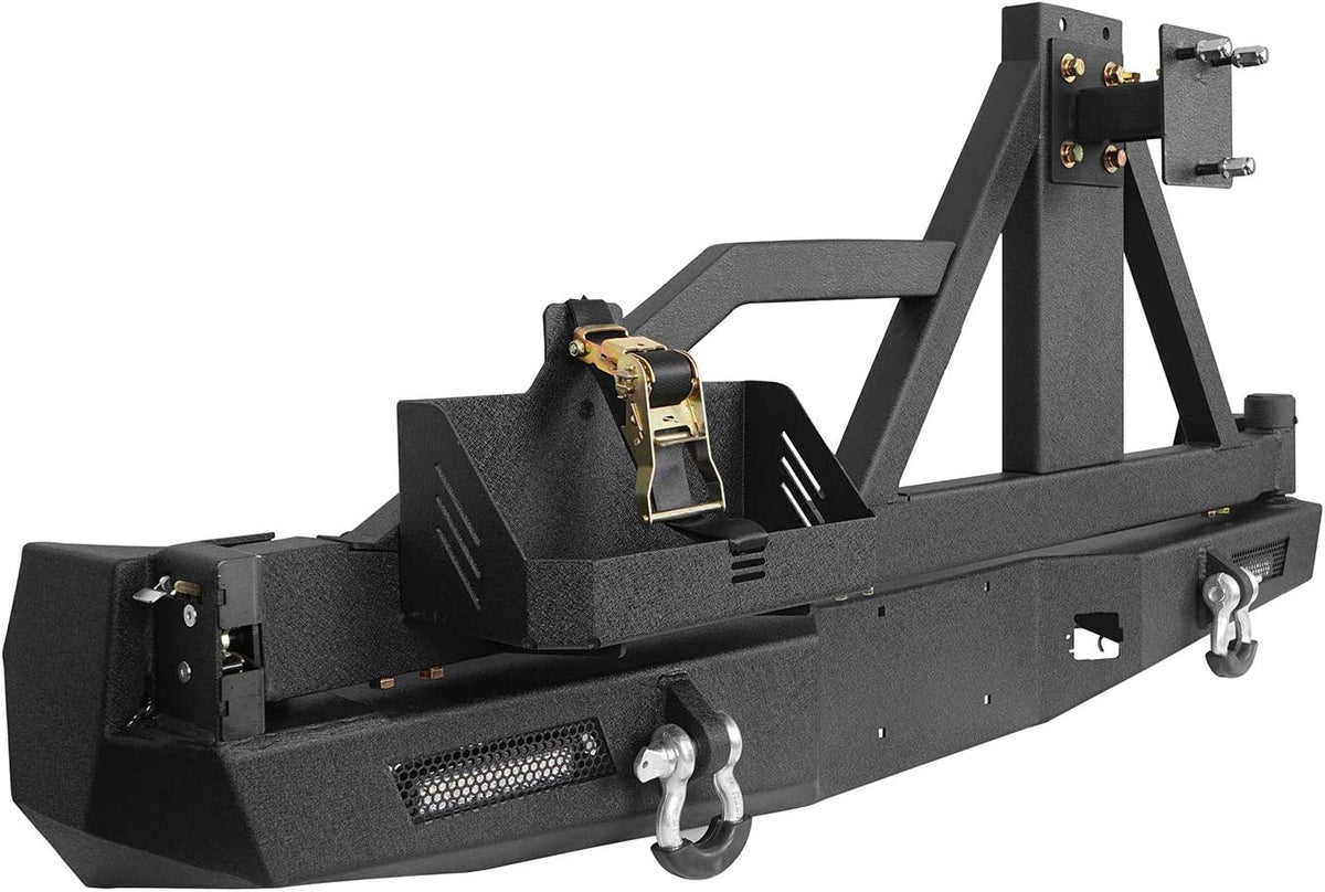 Front and Rear Bumper with Tire Carrier Textured Black Steel F79981