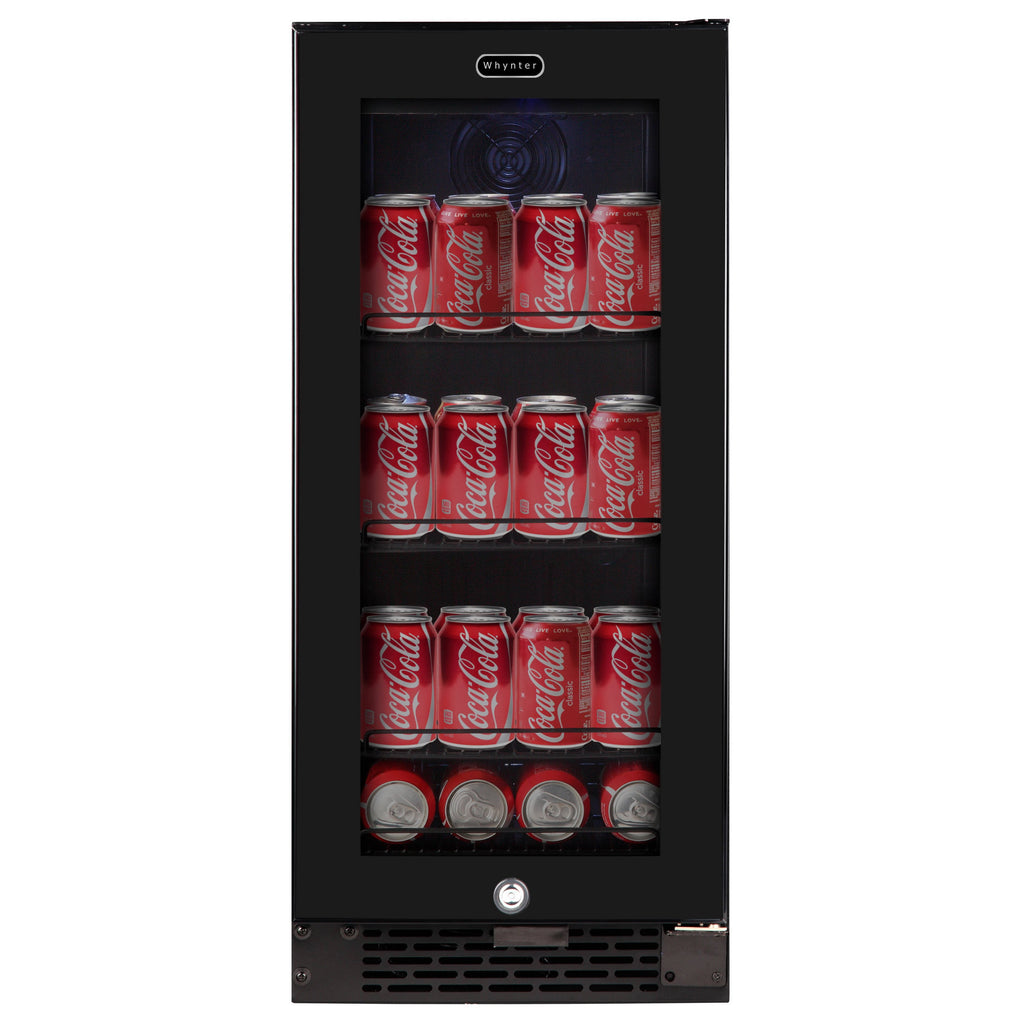 Black Glass 80-Can 3.4 Cu ft. Beverage Refrigerator T3522