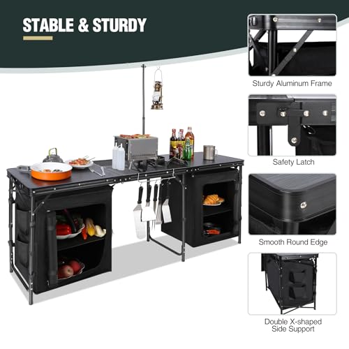 Lightweight Portable Camping Kitchen Table with Sink M624298