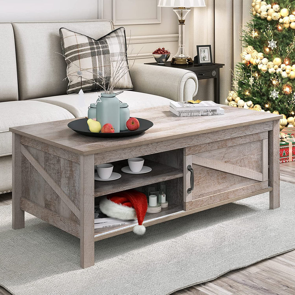 Gray Wood Coffee Table with Storage W608