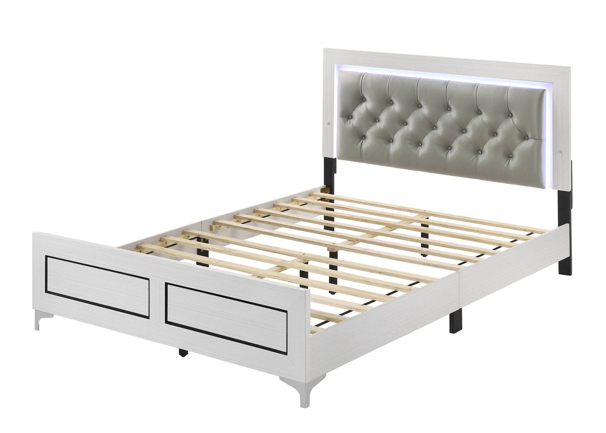 Queen Size Bed with LED Gray G973