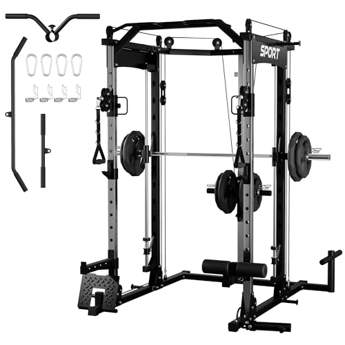 Multi-Functional Power Cage with Cable System 1600LBS Capacity Black Y642